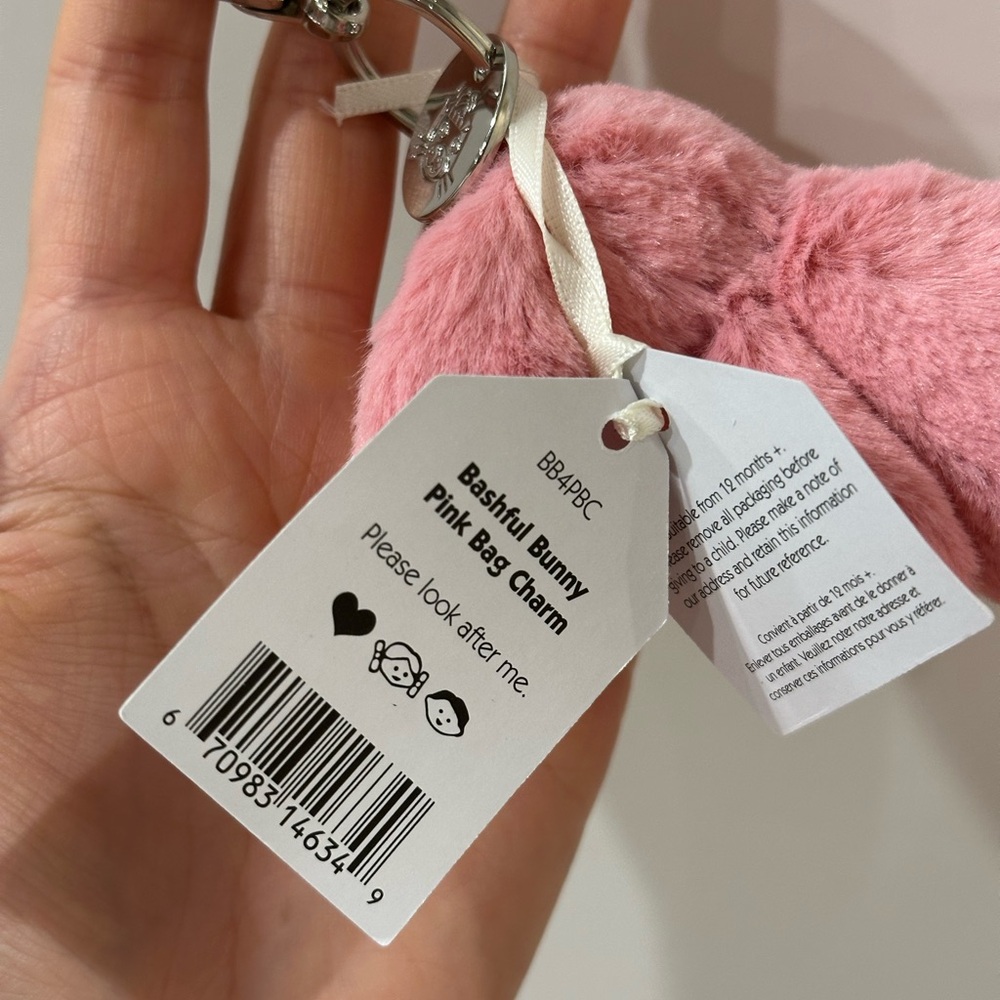 Jellycat Pink Bunny Bag Charm NWT HTF - Picture 4 of 4